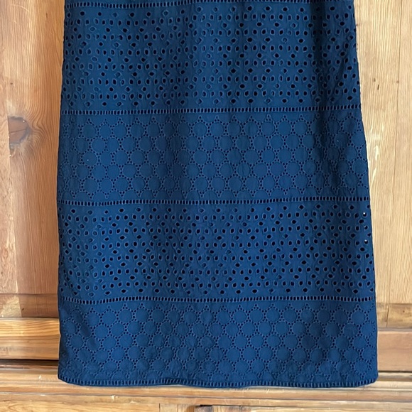 Banana Republic Navy Blue Cotton Eyelet Dress Sz. 14 fits like a 12 - Picture 7 of 13